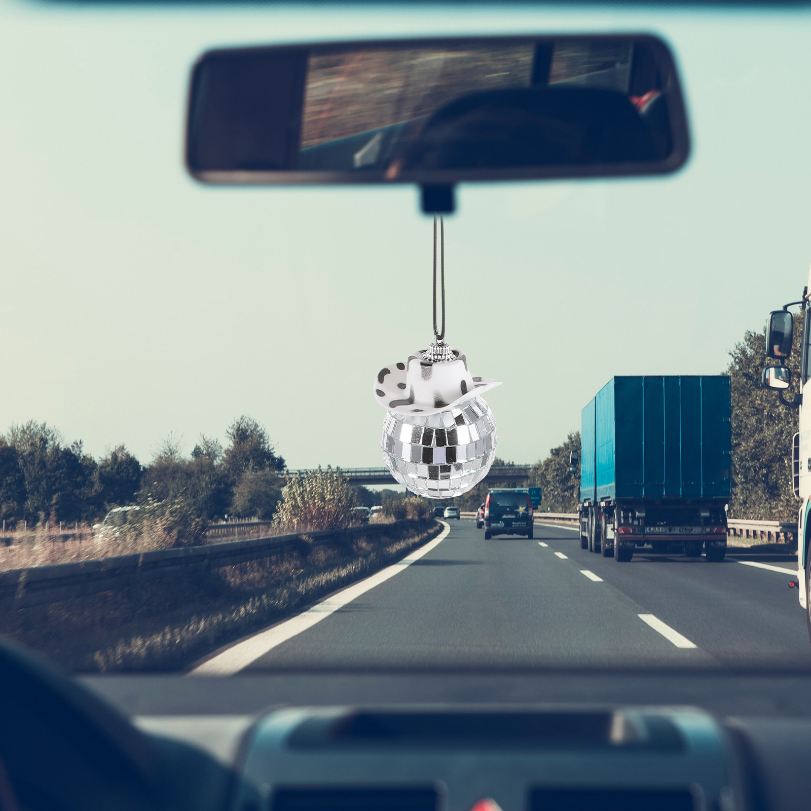 Disco Ball Mirror - Ornements suspendus pour miroir de voiture,