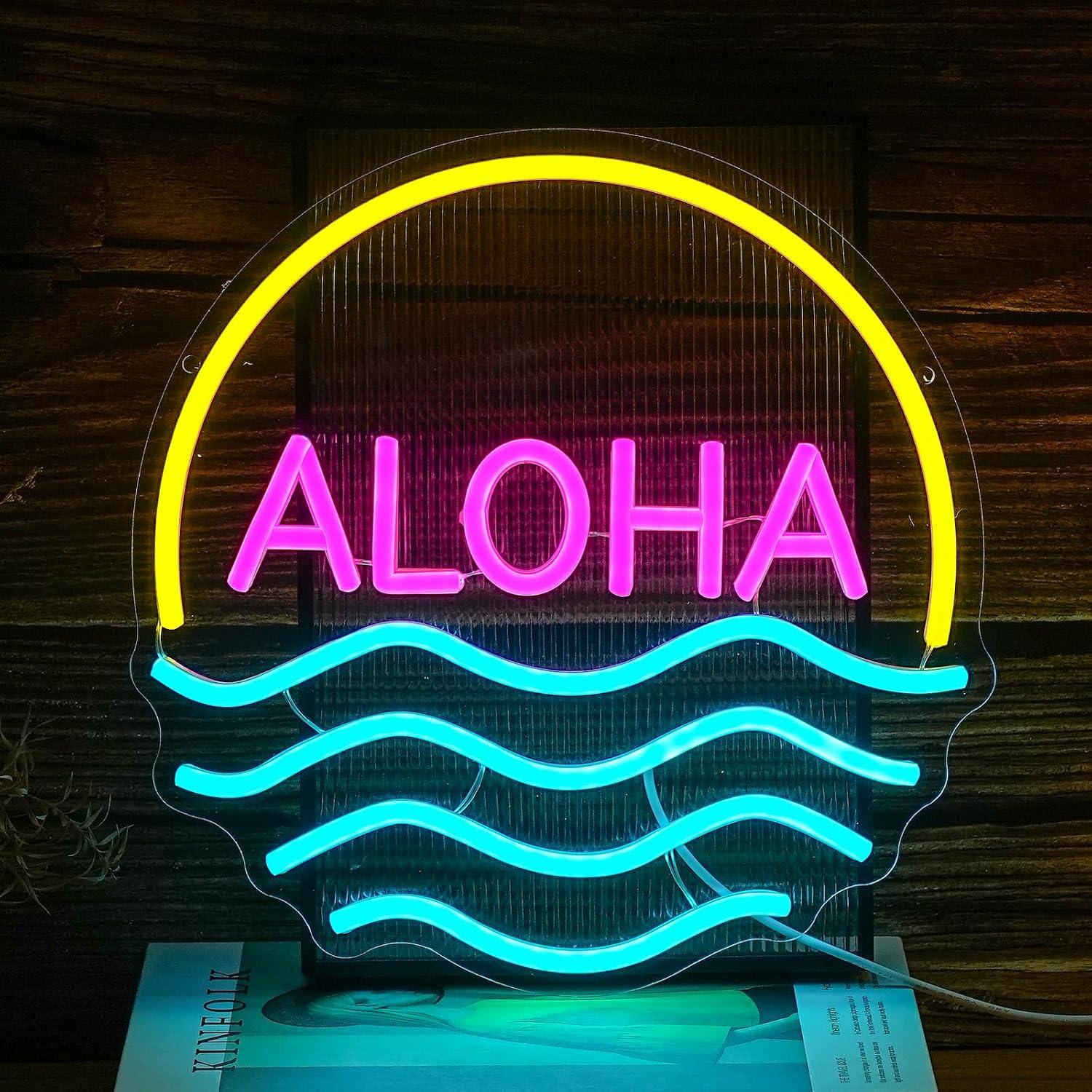 Lighting Decor Rentals - Enseigne néon Aloha Sunset Wave, lumières