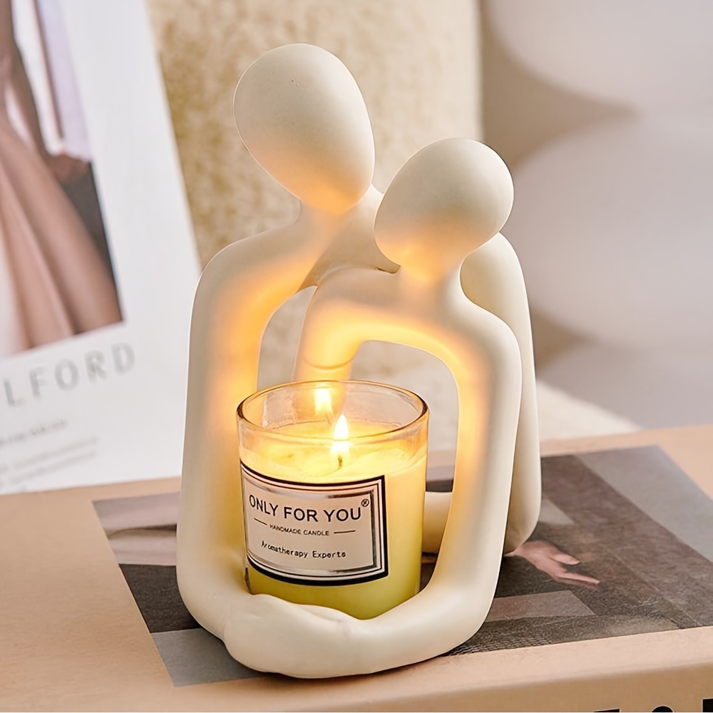 Lighting Effect Home Decor - Sculpture abstraite de couple s'embrassant, figurine