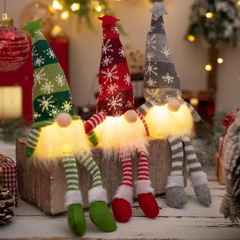 Home Decor Lighting Tree - Poupée Gnome sans visage de noël,
