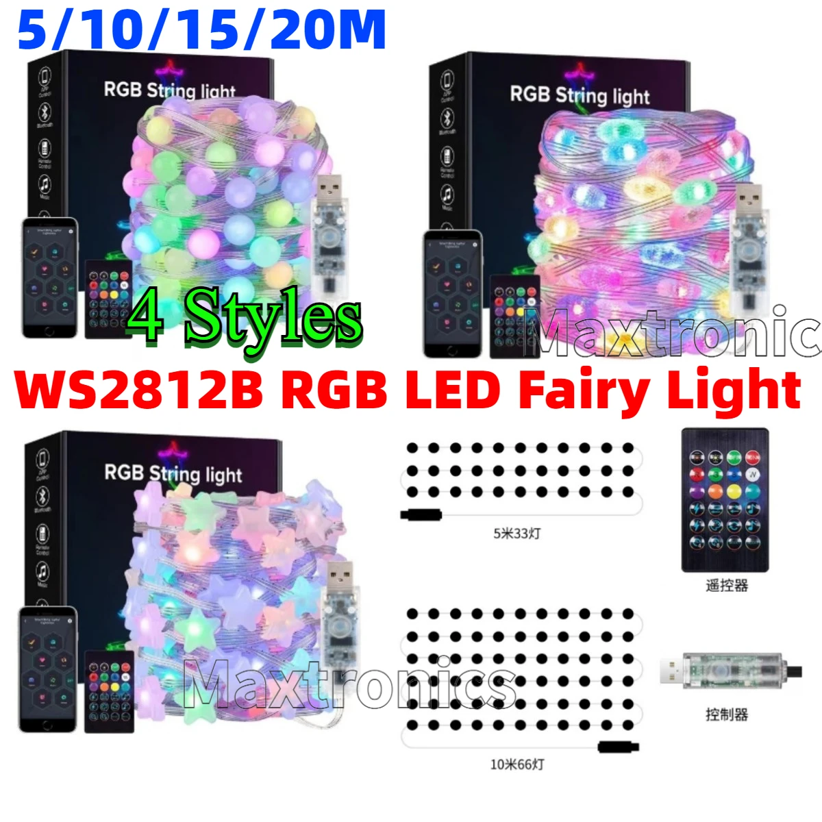 Decor Lighting Address - Guirlandes lumineuses LED intelligentes RGB WS2812B,