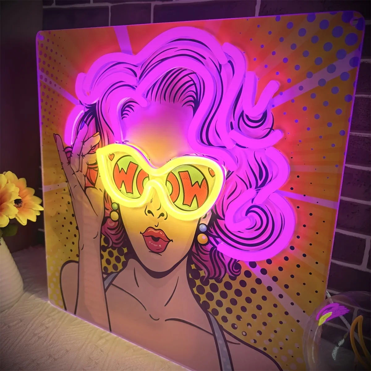 Wow Lady Pop Art LED enseigne  - Outdoor Lighting Decor Wow avis et prix