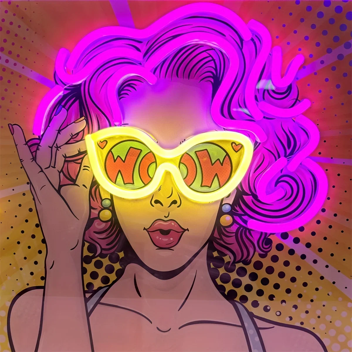 Wow Lady Pop Art LED enseigne  - Outdoor Lighting Decor Wow avis et prix