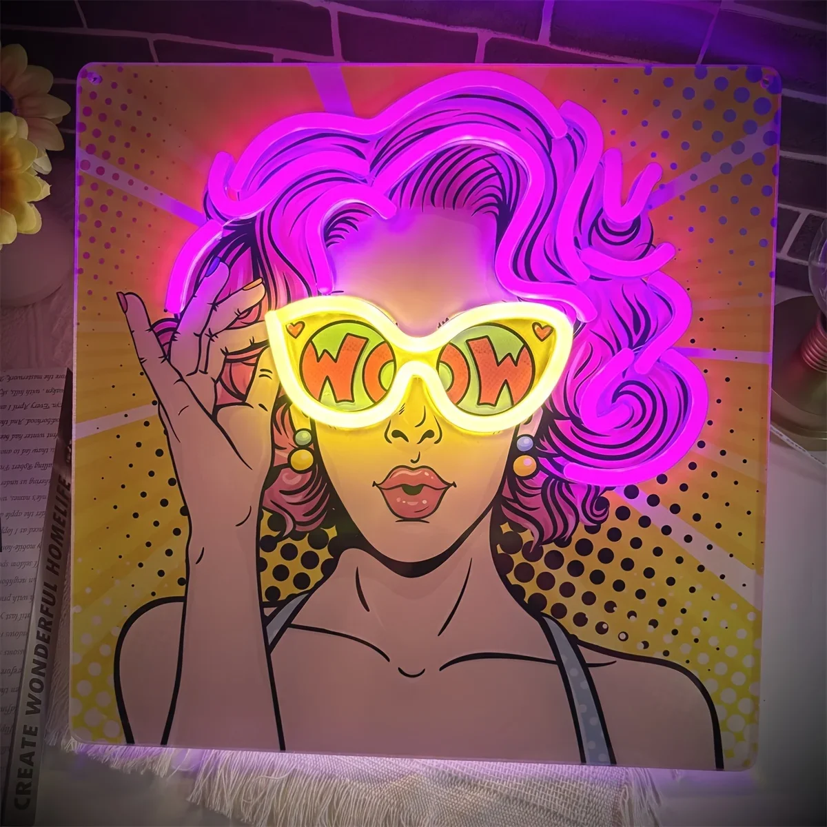 Wow Lady Pop Art LED enseigne  - Outdoor Lighting Decor Wow avis et prix