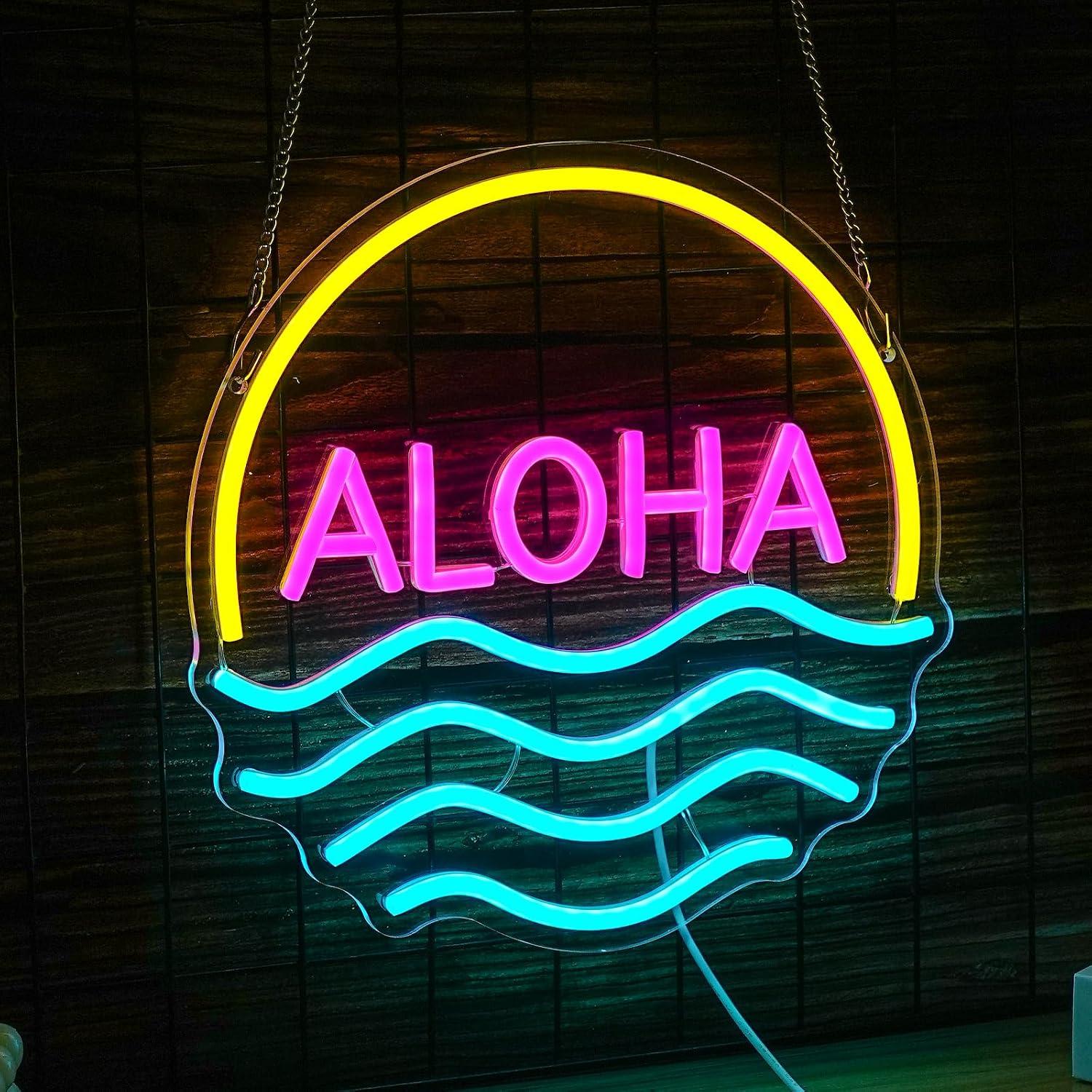 Enseigne néon Aloha Sunset Wav - Lighting Decor Rentals avis et prix